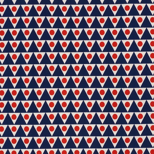 Schumacher X Studio Bon Pennant Ii Fabric in Navy & Red For Sale