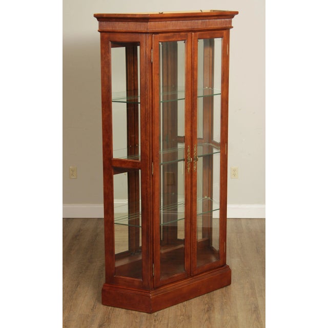 High Quality Beveled Tempered Glass and Cherry Curio Display Cabinet, Adjustable Glass Shelves