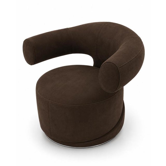 Contemporary HAHA Armchair in Suede Leather by Christophe Perichon For Sale - Image 3 of 17