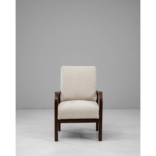20th Century French Art Deco Upholstered Armchair With Reclining Back For Sale - Image 16 of 18