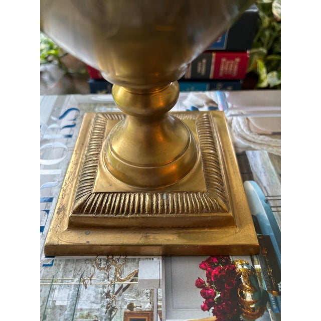 Mid 20th Century Solid Brass Neoclassical Urn Acanthus Leaf Vase For Sale - Image 4 of 9