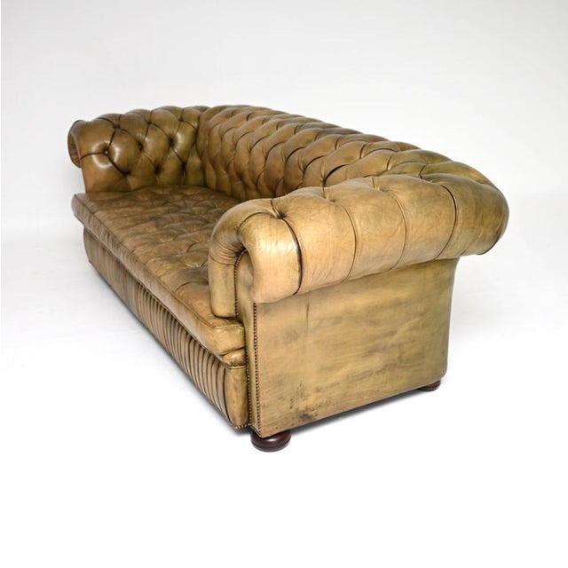 Antique Deep-Buttoned Leather Chesterfield Sofa, 1930s For Sale - Image 4 of 14