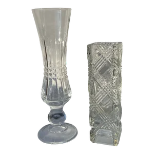 1970s Crystal Vases - A Pair