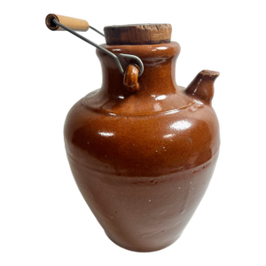 Early Hull Pottery Stoneware Jug 1920s Brown Glaze With Handle & Stopper Marked “H”