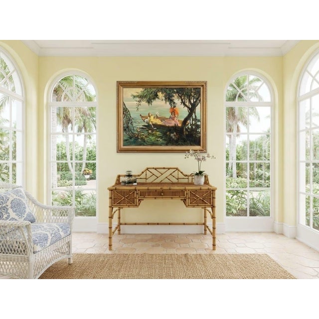 Antique Painting: A Serene Afternoon on the Water For Sale - Image 9 of 12