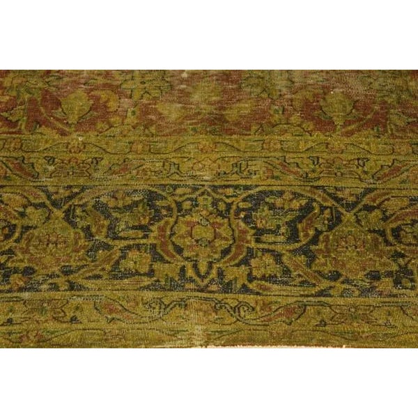 1980s Semi Vintage Distressed Over Dyed Rust/Blue Wool Rug -9'9 X 12'8 For Sale In New York - Image 6 of 8