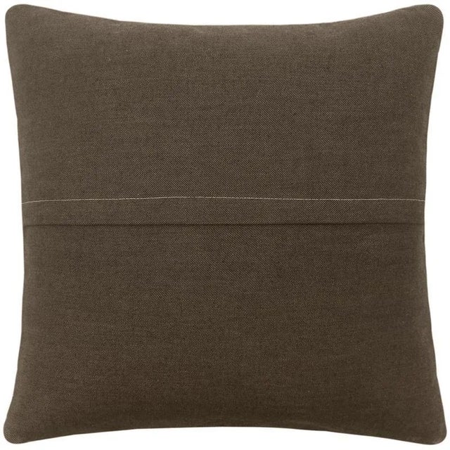 Tan 1980s Vintage Distressed Tan Blue Handmade Pillow For Sale - Image 8 of 9