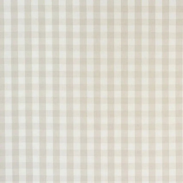 Schumacher Elton Cotton Check Fabric in Natural For Sale