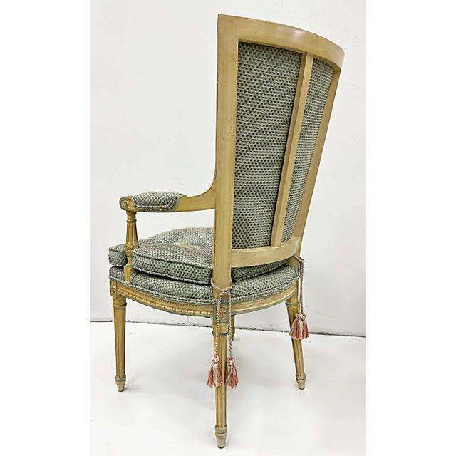 Green Hollywood Regency Neoclassical Style High Back Armchairs For Sale - Image 8 of 13