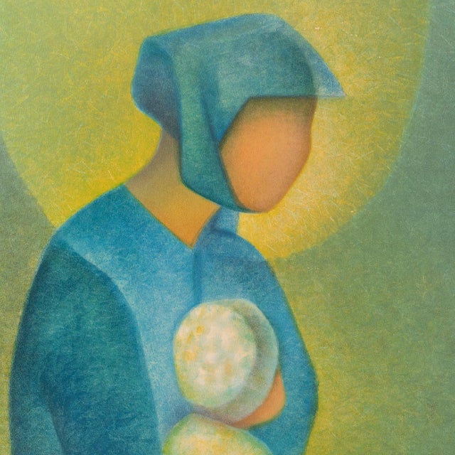 Louis toffoli (1907-1999) the blue maternity original color lithograph signed in pencil justified artist's proof (ea) on...