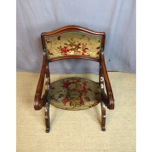 Brown Antique Curule Chair in Wood, 1800s For Sale - Image 8 of 9
