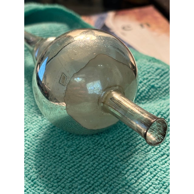 Antique Blown Mercury Glass Christmas Tree Topper With Metal Stand For Sale - Image 10 of 11