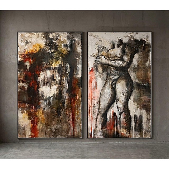 Pair of Abstract Figurative Nude, 1960, Oil on Canvas For Sale - Image 10 of 10