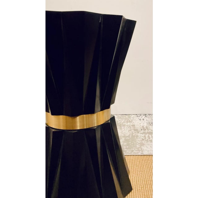Baker Furniture Company Baker Modern Black and Gold Cinched Accent Table For Sale - Image 4 of 4