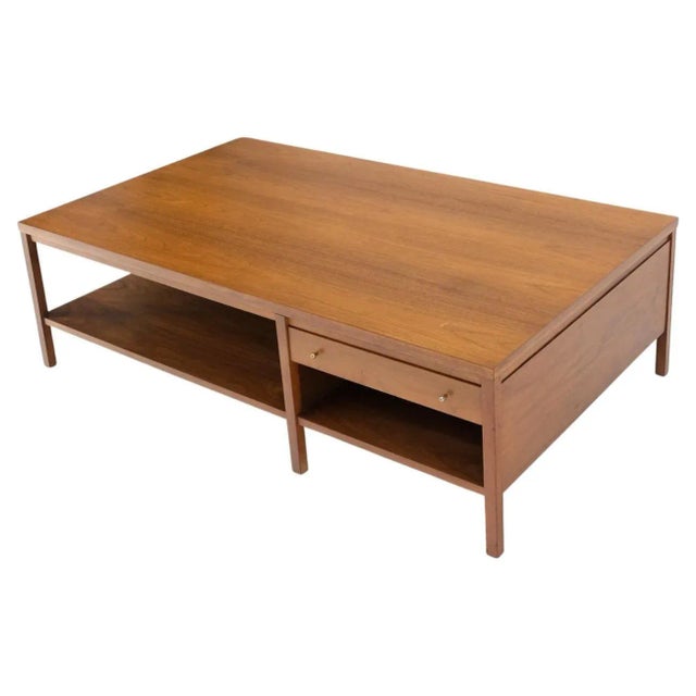 Large Rectangle Walnut One Drawer Paul McCobb Coffee Table for Calvin 1960s For Sale - Image 13 of 13