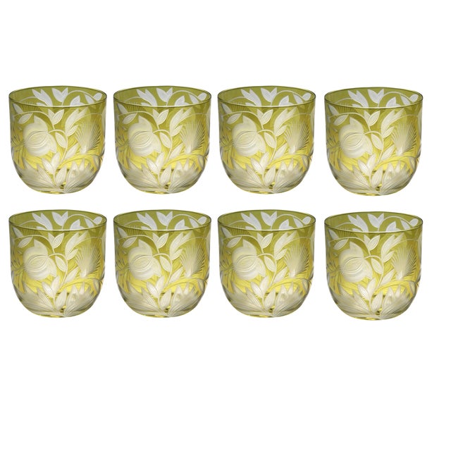 Verdure Whiskey Glasses, Set of 8, Olive For Sale