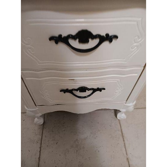 French Provincial 1970s White French Provincial Wood Nightstand Two Drawer For Sale - Image 3 of 8