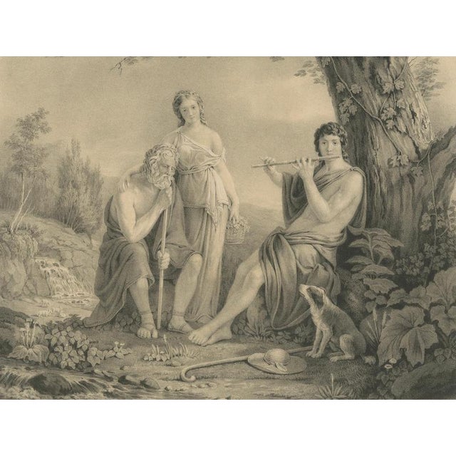 After Pehr Wickenberg, Arcadian Shepherd Scene, 1850, Lithograph For Sale - Image 4 of 9