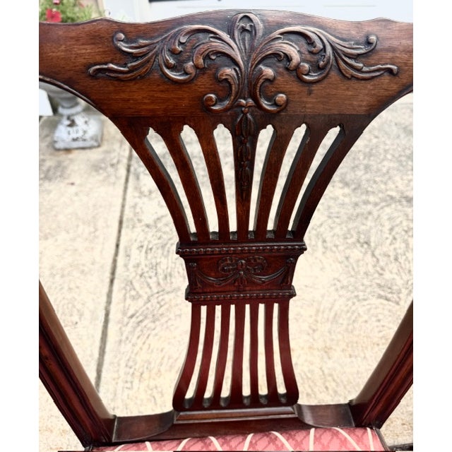 Brown Vintage Mahogany Set of 4 English Chippendale Style Dining Chairs Ball and Claw Feet For Sale - Image 8 of 17