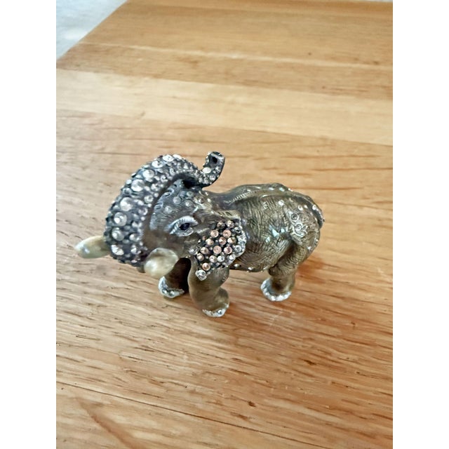2000 - 2009 Jay Strongwater Hand-Enameled & Swarovski Bejeweled Elephant Figurine For Sale - Image 5 of 8