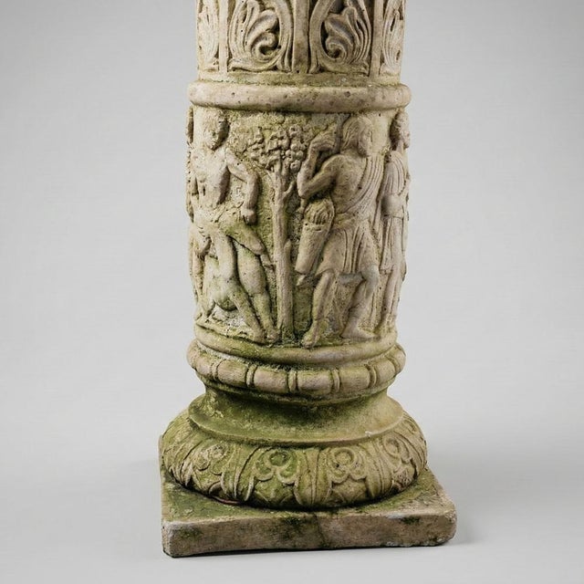 Cream Neo-Renaissance Style Sculpted Columns in Reconstituted Stone, 1900s, Set of 2 For Sale - Image 8 of 11