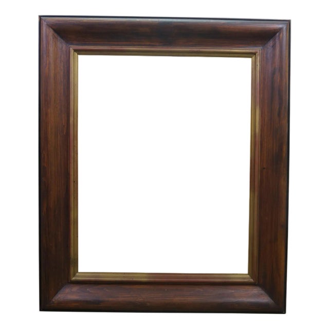 Vintage Wood Art Picture Painting Mirror Frame Fits 25.5" X 32.5" Overall 44" For Sale