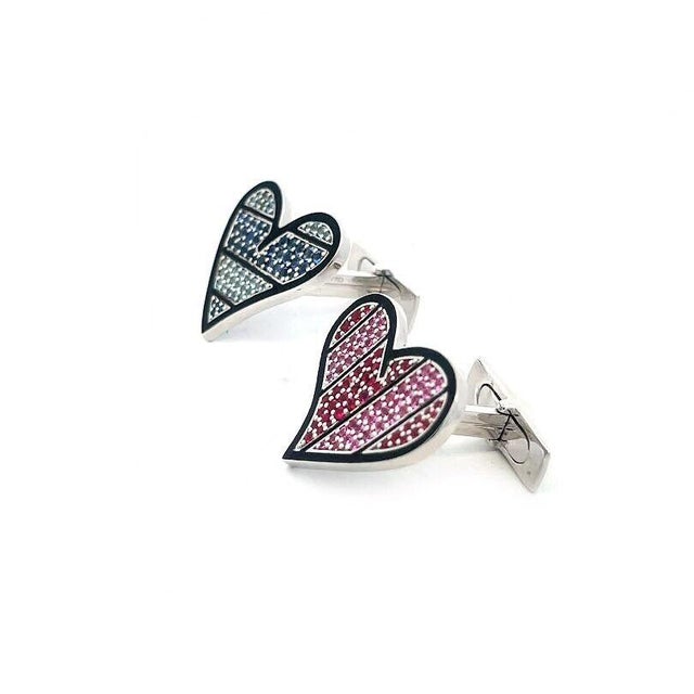 This is a charming pair of contemporary-colored stones cufflinks by Romero Britto. The pair is crafted from solid 18k...