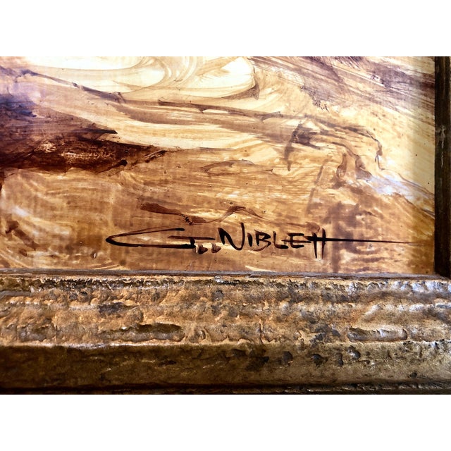 Champagne Western Realism Painting of a Southwest Pueblo Stone Ruin, by Gary Niblett For Sale - Image 8 of 10