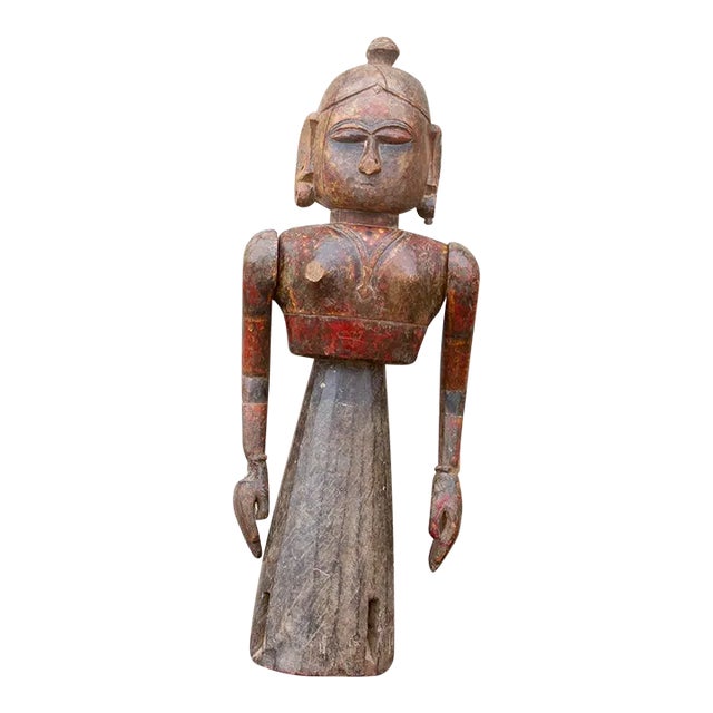 Antique Indian Goddess Wooden Statue For Sale