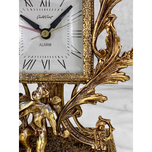 Vintage Rococo Style Cast Metal Gold Gilded Mantle Clock W/ Cherub Motif Chairish