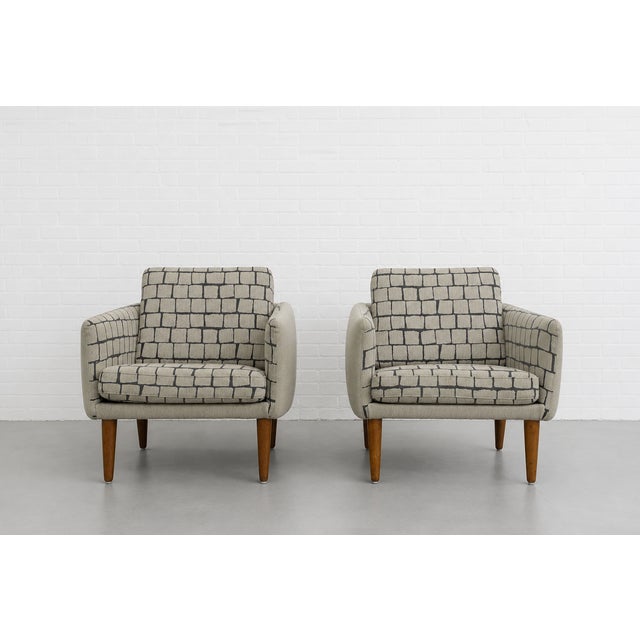 Pair - Danish Mid Century Modern Teak + Wool Armchairs, C. 1960’s For Sale - Image 4 of 14