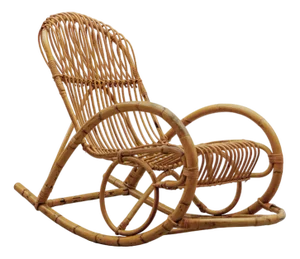 Mid-Century Modern Rattan and Bamboo Rocking Chair, 1960s