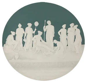German Wall Plate attributed to Jean Baptist Stahl for Mettlach Villeroy & Boch, 1898