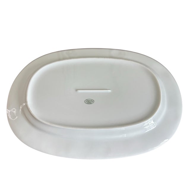 Mid 20th Century Vintage Apilco France Porcelain Lobster Seashell Motifs White Serving Platter For Sale - Image 5 of 6