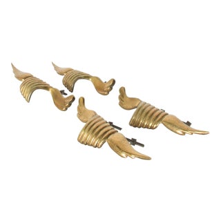 Sculptural Wings Italian Brass Drawer Pulls Door Handles - Set of 4 For Sale