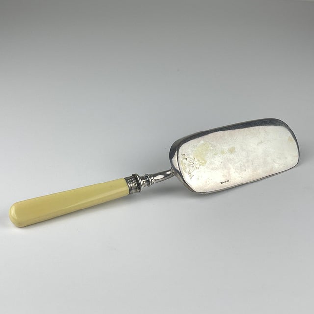 Antique silver plate crumb scoop by Atkin Brothers made in Sheffield, England, the end of the 19th century. The Atkin...
