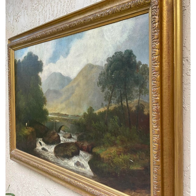 Green 19 Century Scottish or English River Landscape Oil Painting For Sale - Image 8 of 12