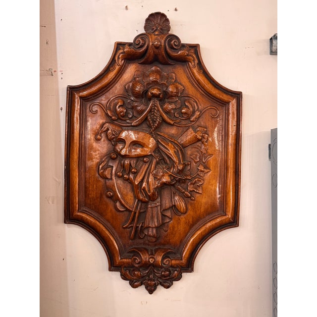 Antique Ceramic Masquerade Shield Wall Hanging For Sale - Image 10 of 12