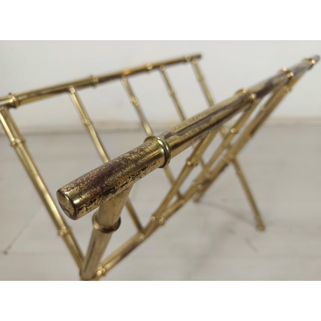 Brass and Bamboo Magazine Rack, 1970s For Sale - Image 12 of 14