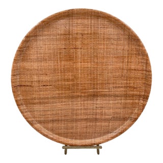 Mid-Century Modern Abaca Grainware Raffia and Lucite Fiberglass Large Serving Platter or Tray For Sale