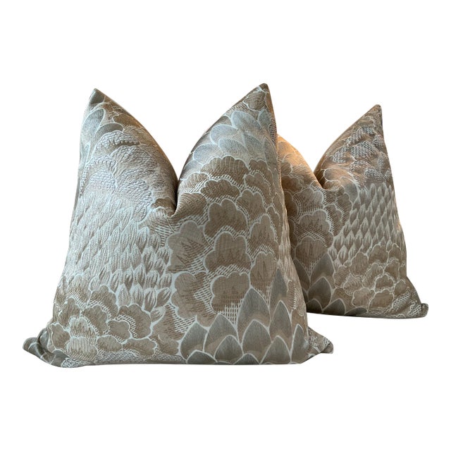 Cowtan and Tout “Coromandel” in Sand Pillows With Plush Down Inserts- a Pair For Sale
