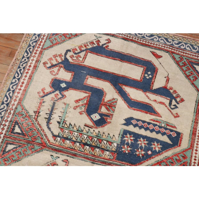 Folk Art 20th Century Zabihi Collection Turkish Slithering Snake Anatolian Rug - 4'3" x 6' For Sale - Image 3 of 10
