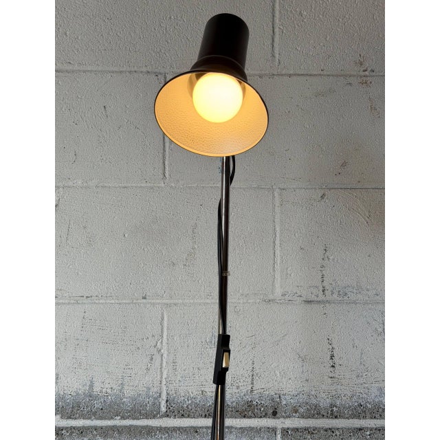 1960s Mid-Century Modern Black Metal Floor Lamp With Adjustable Spotlight For Sale In Los Angeles - Image 6 of 11