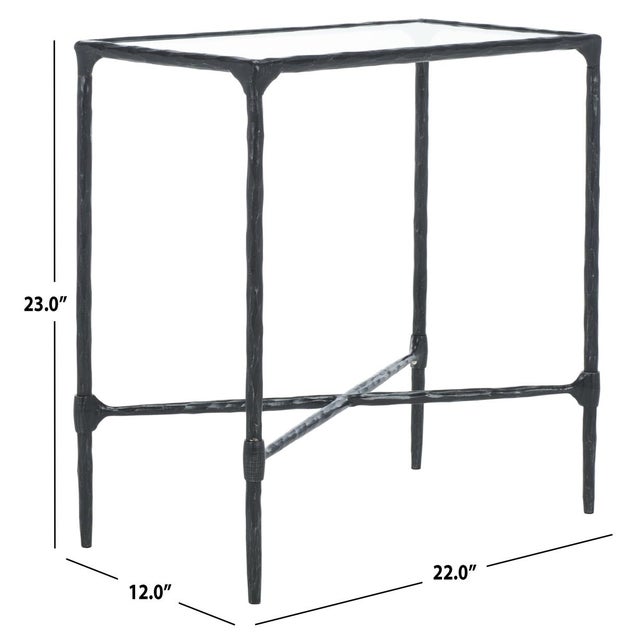 Modern Isabellina Metal Accent Table in Black with Glass Top For Sale - Image 3 of 8