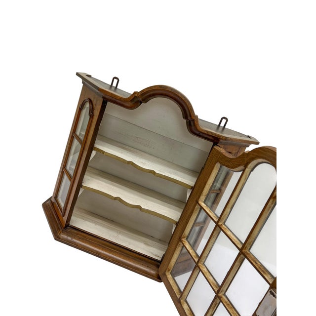 Wood Vintage Walnut and Glass Wall Hanging Display Cabinet, 1950s For Sale - Image 7 of 12