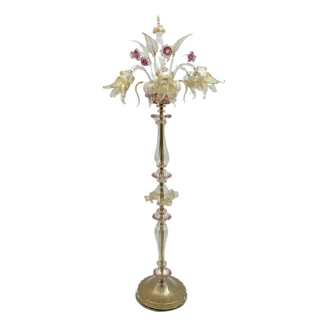 Blown Murano Glass Ca'Rezzonico Floor Lamp with 6 Arms, Italy, 1950s For Sale