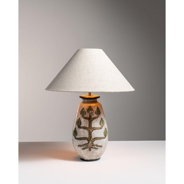 1970s Traditional Rich Painted Brown Hand-Painted Ceramic Table Lamp For Sale - Image 9 of 10