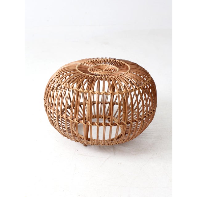 Vintage Rattan Ottoman For Sale - Image 9 of 11