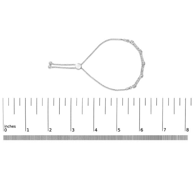 Early 21st Century .925 Sterling Silver 1/2 Cttw Diamond Cluster and Bar Bolo Bracelet For Sale - Image 5 of 5