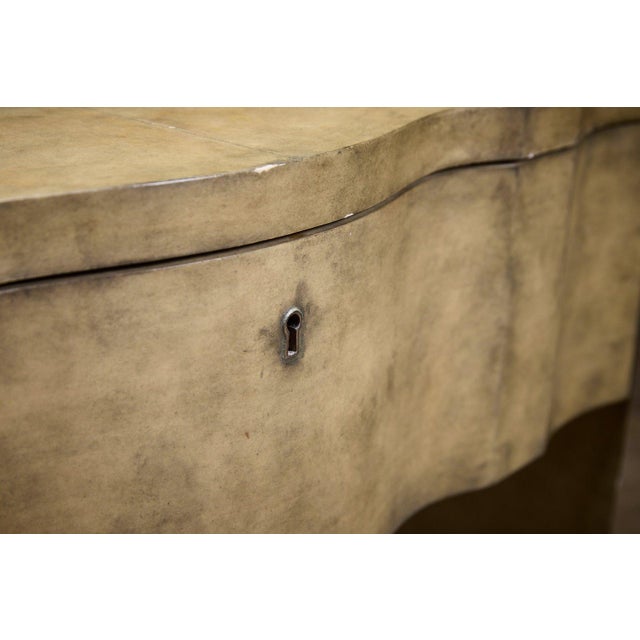 Pair of Serpentine-Front Parchment Nightstands For Sale - Image 9 of 14